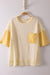 Oversized Mixed Media Knit Top in Light Lemon