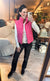 Zig-Zag Padded Corduroy Puffer Jacket - PINK