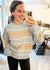 Color Block Fuzzy Knit Sweater in Sky Blue