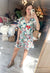 Vibrant V Neck Button Down Dress in Sage & Coral