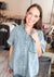 Mineral Washed Chambray Oversized Shirt Top in Indigo