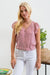 Eyelet Woven Blouse with Cap Sleeve in Dusty Pink