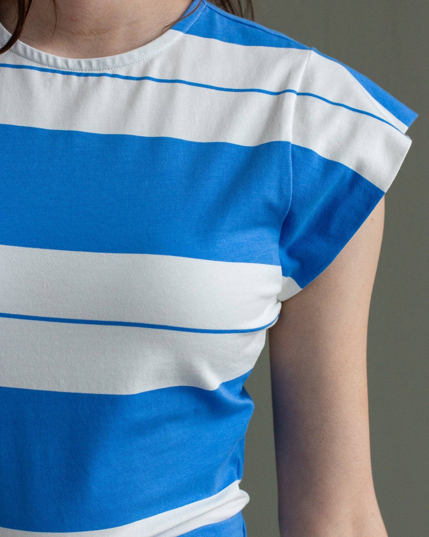 Palm Springs Bright Blue and White Striped Short Sleeve Top