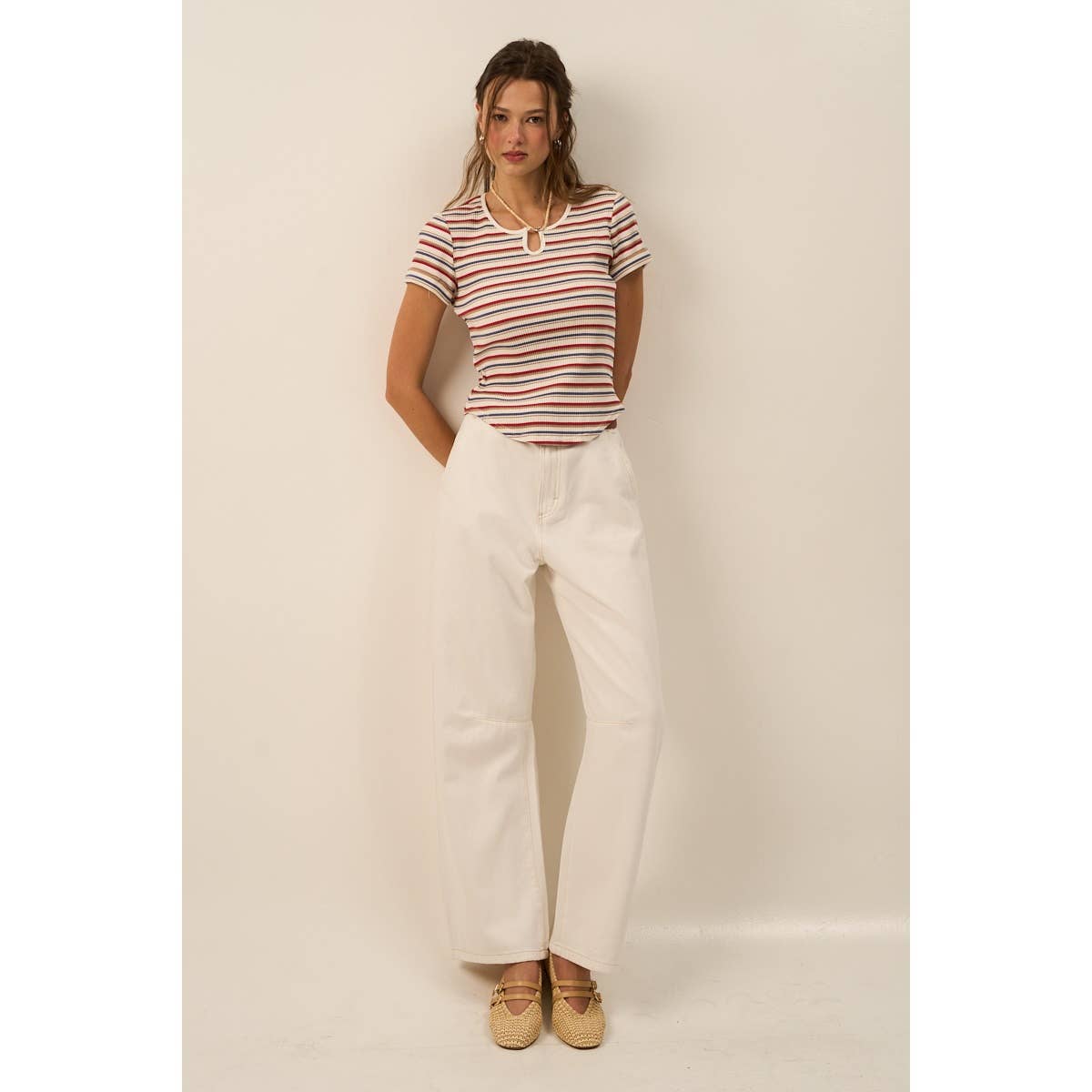 Vibrant Striped Knit Top in Red & Blue