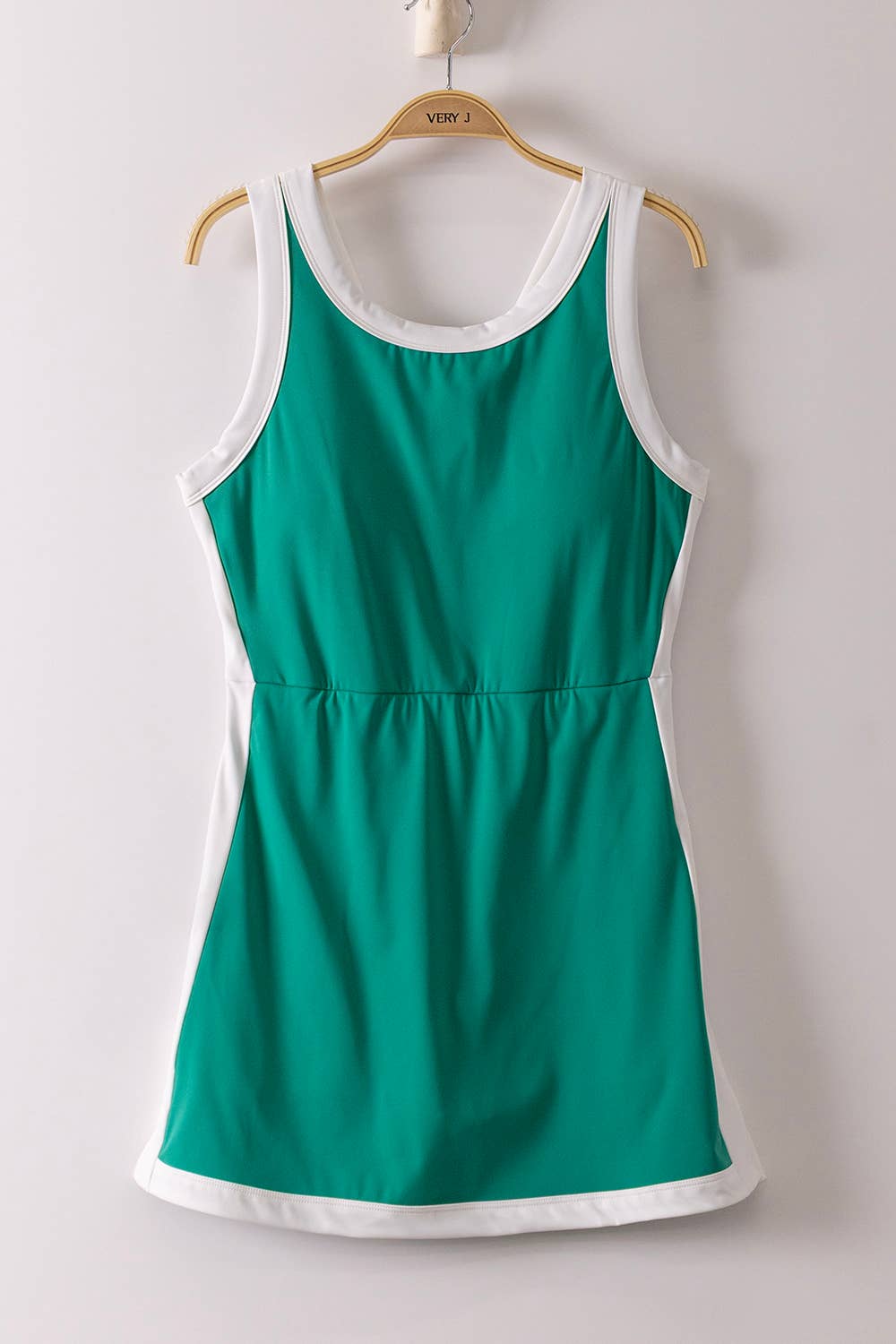 Color Block Activewear Mini Dress W/ Bra Cap in Green