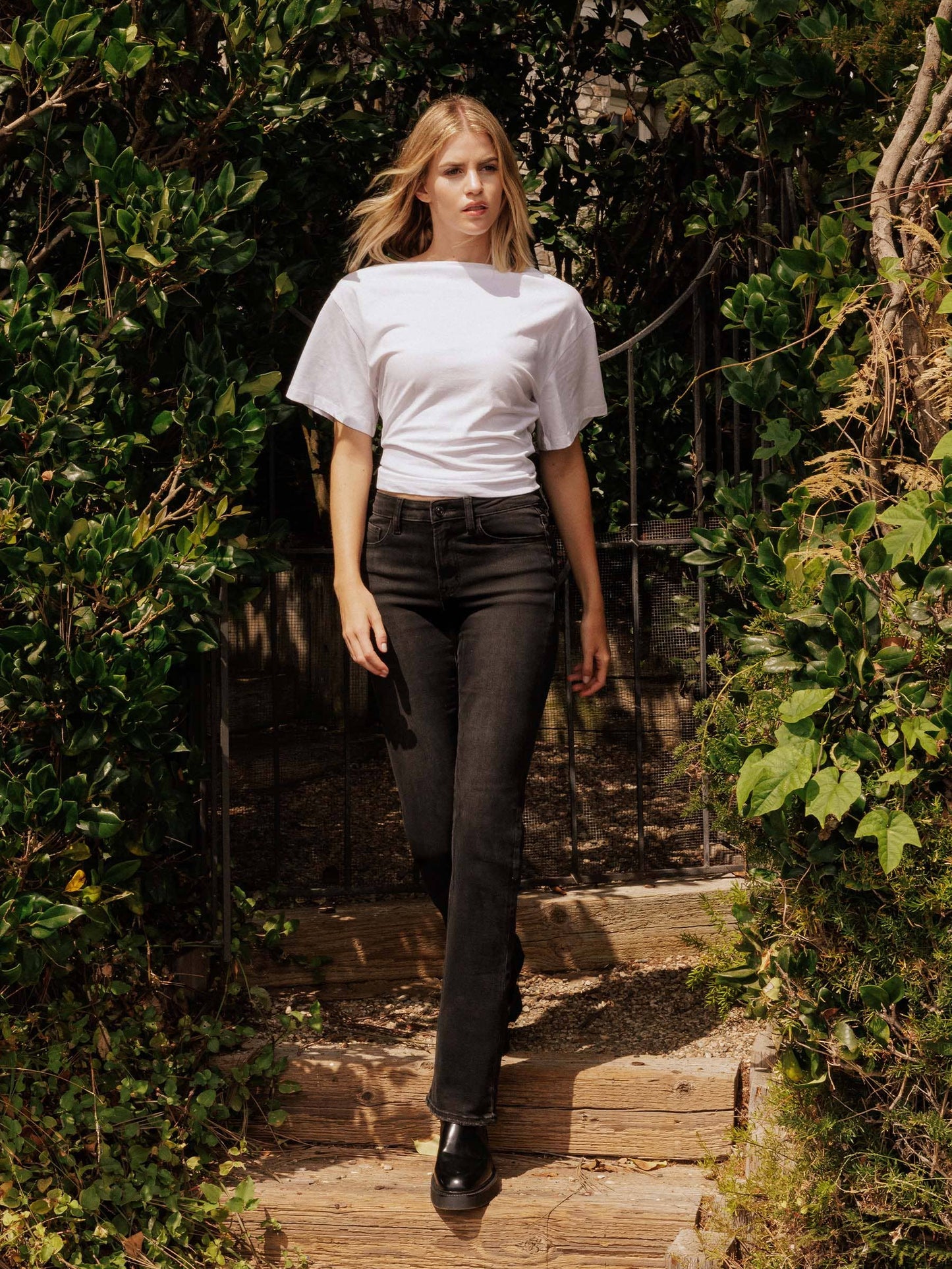 High Rise Full Length Bootcut Denim in Black