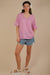 Oversized Stripe Casual V-Neck Knit Top in Orchid