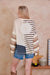 Mixed Stripe Long Sleeve Top with Lace Detail