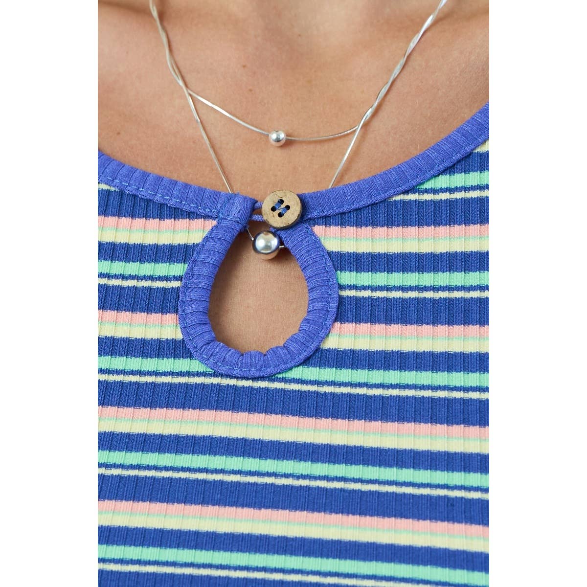 Vibrant Striped Knit Top in Red & Blue