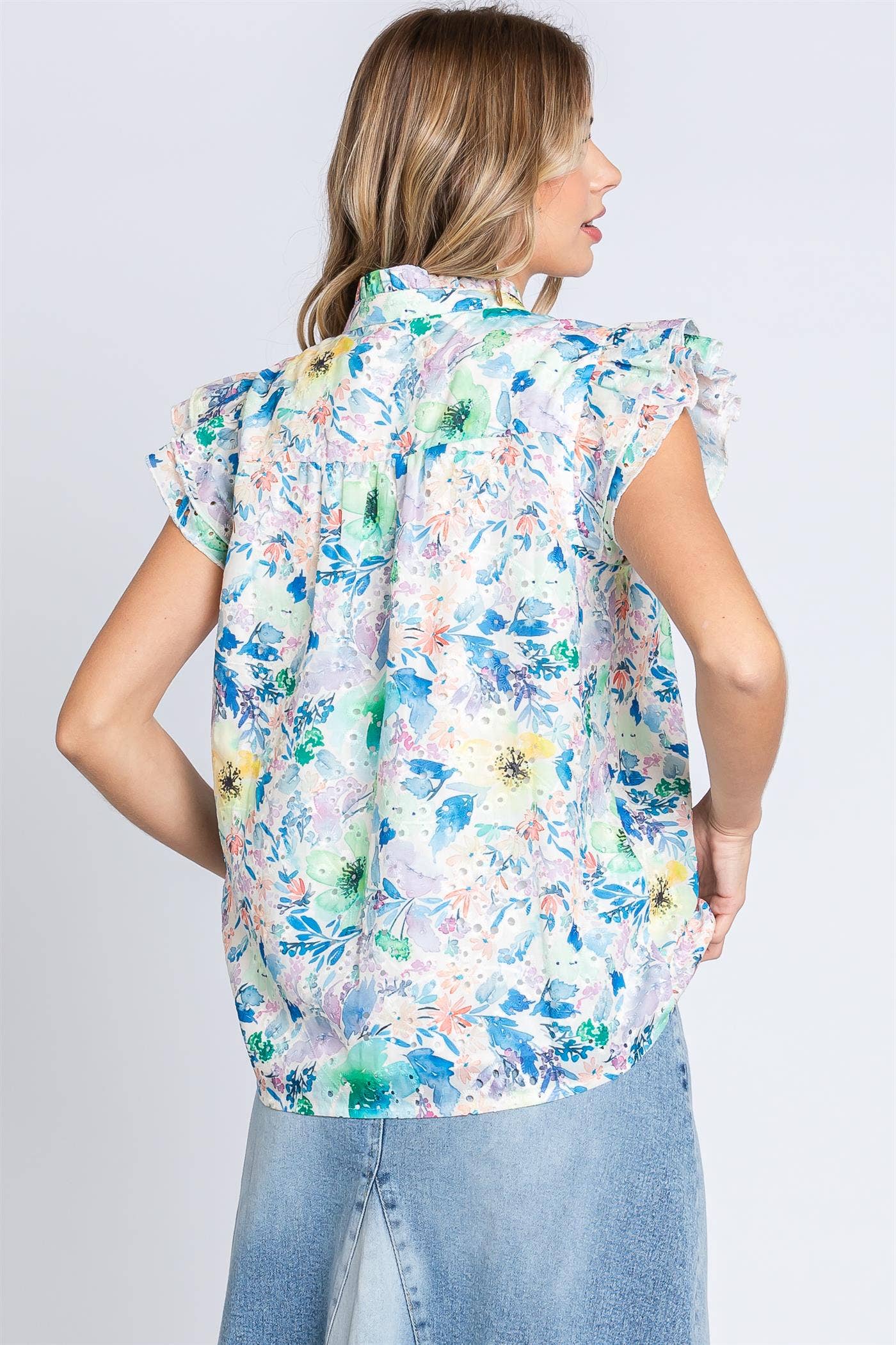 Cassidy Floral Watercolor Blouse