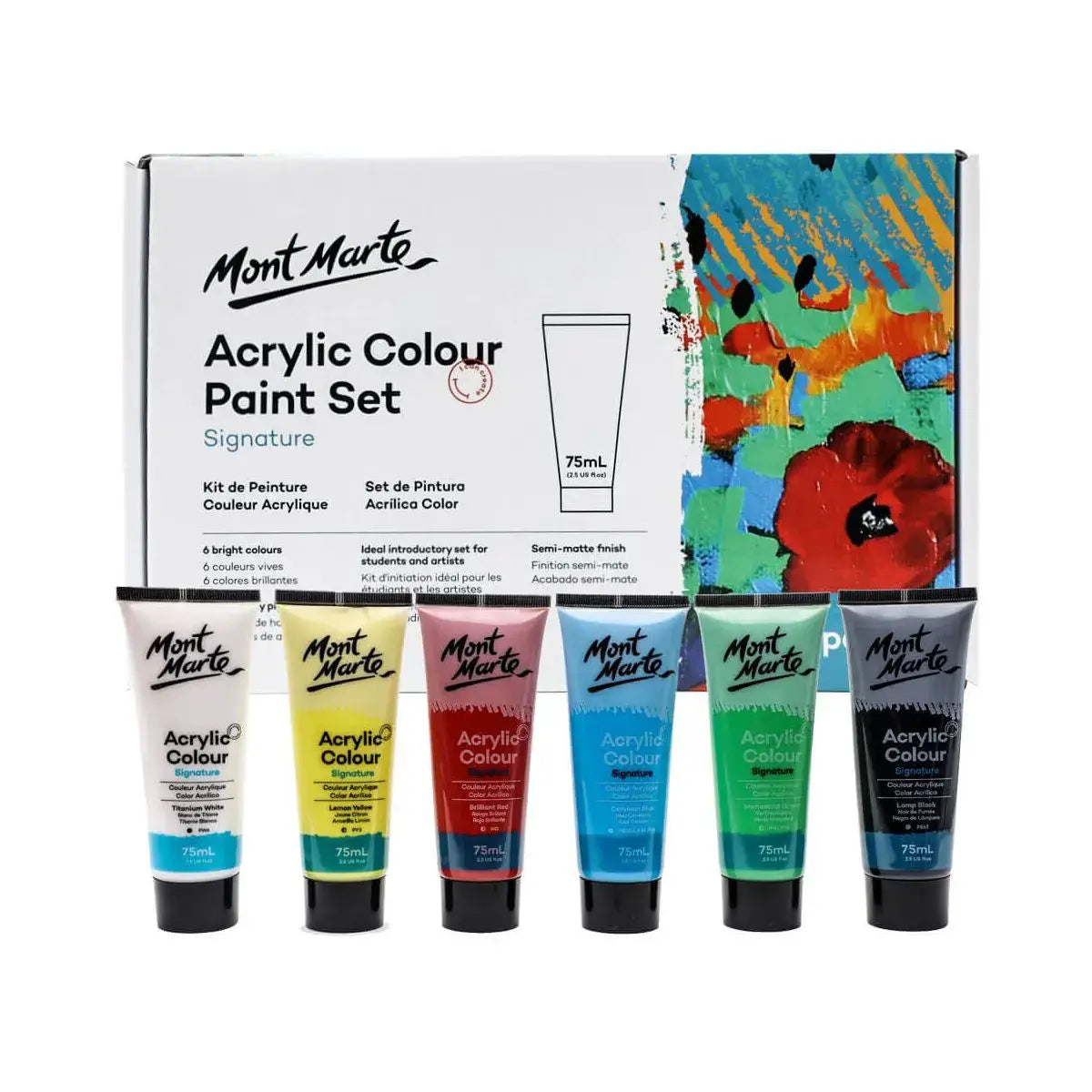 Acrylic Color Paint Set Signature 6pc x 75ml (2.5 US fl.oz)