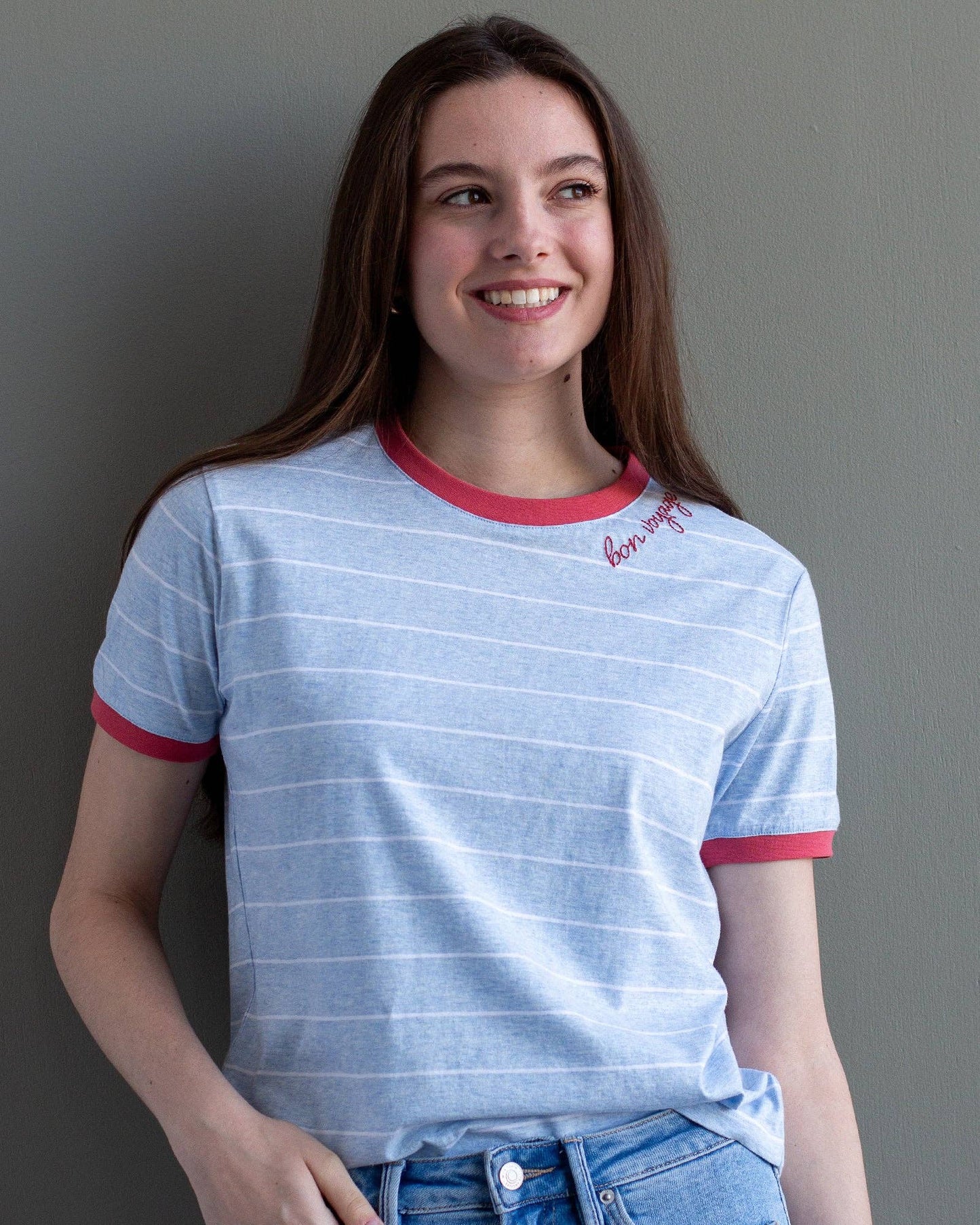 Bon Voyage Embroidered Short Sleeve Tee