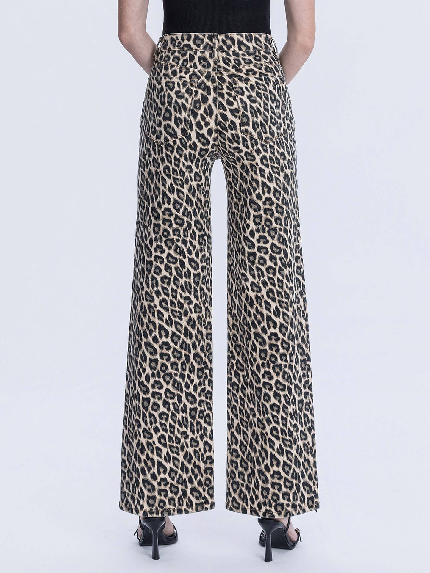 Super High Rise Leopard Wide Leg Denim