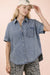 Mineral Washed Chambray Oversized Shirt Top in Indigo
