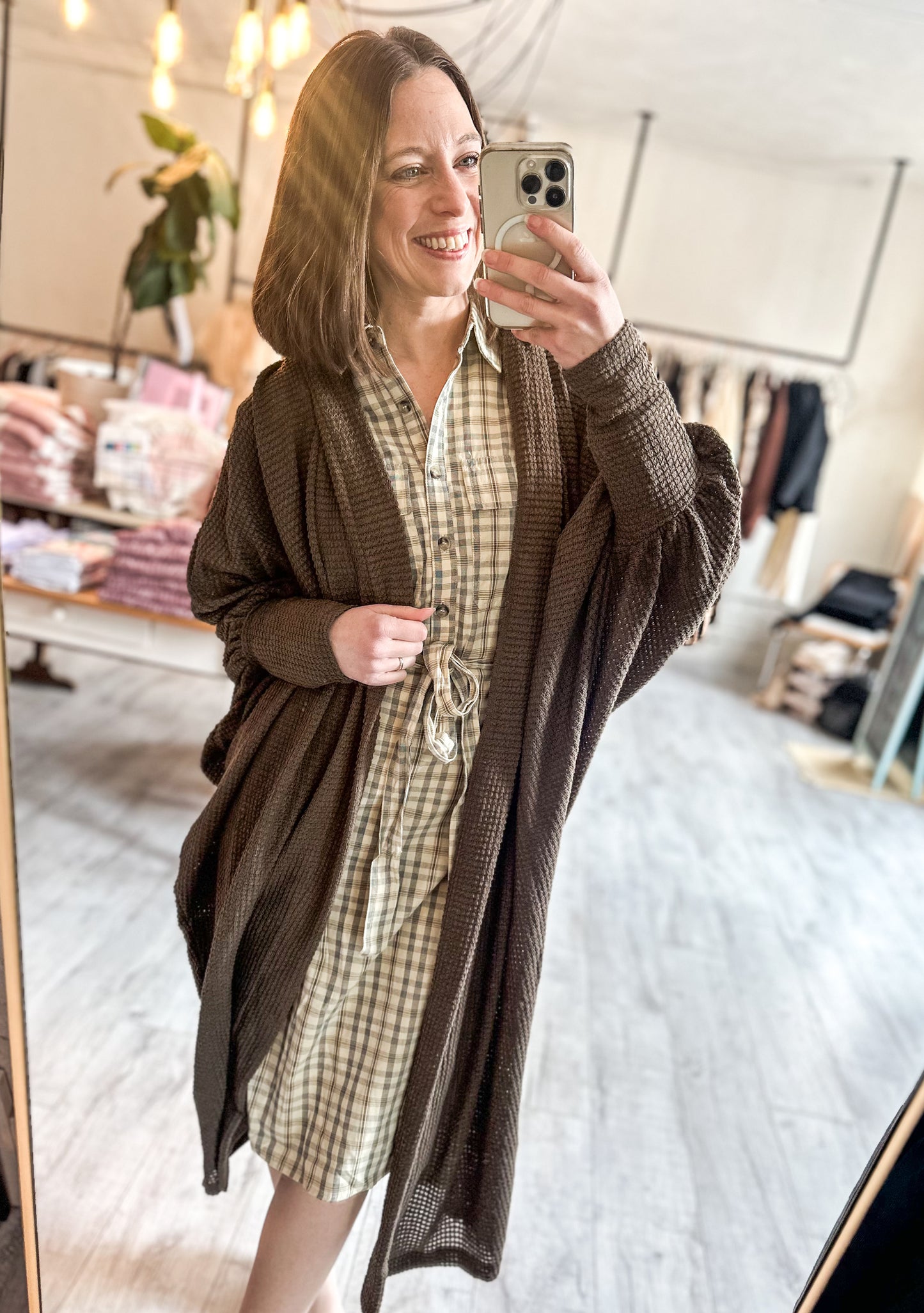Cozy Knit Maxi Duster in Chocolate
