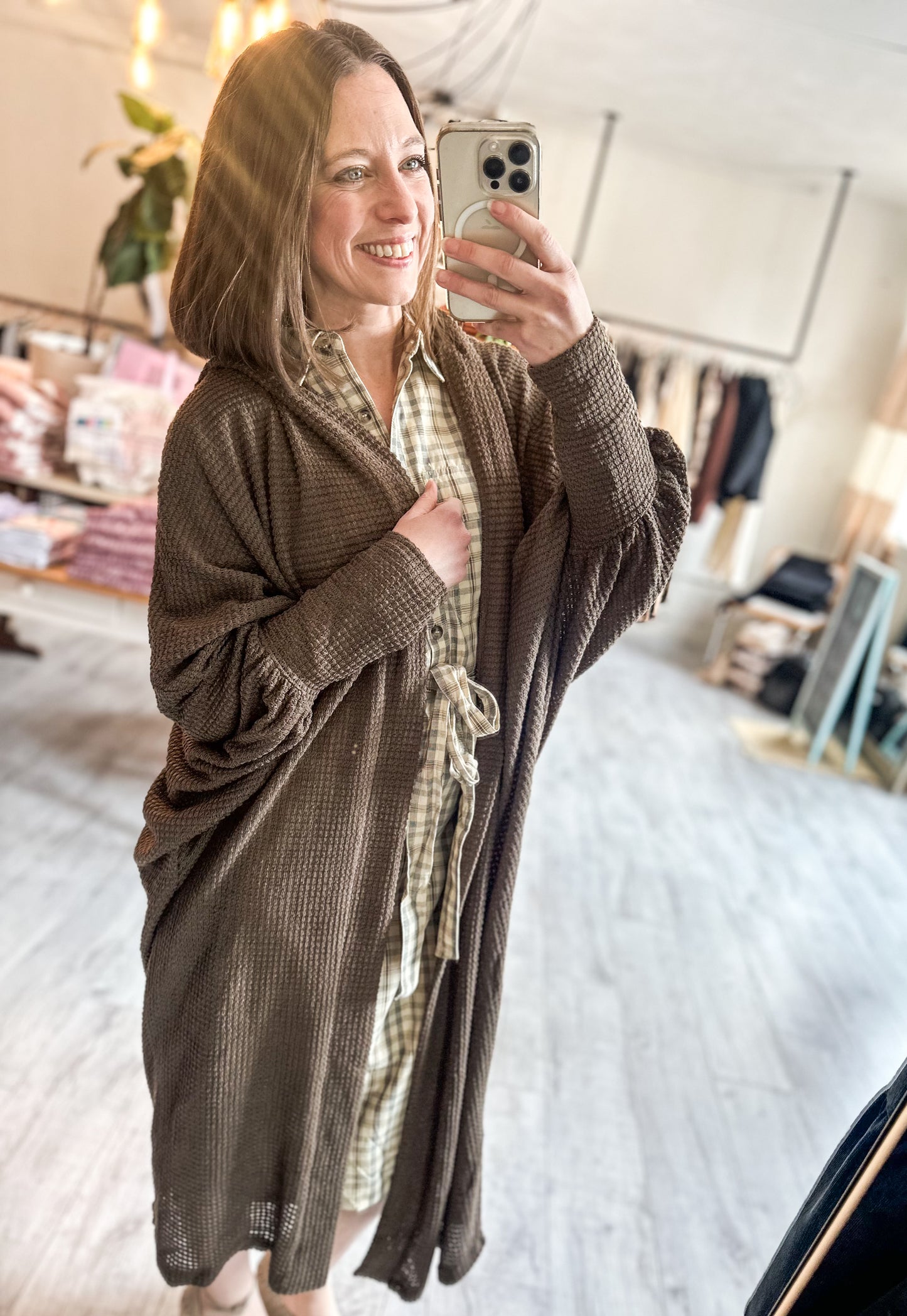 Cozy Knit Maxi Duster in Chocolate