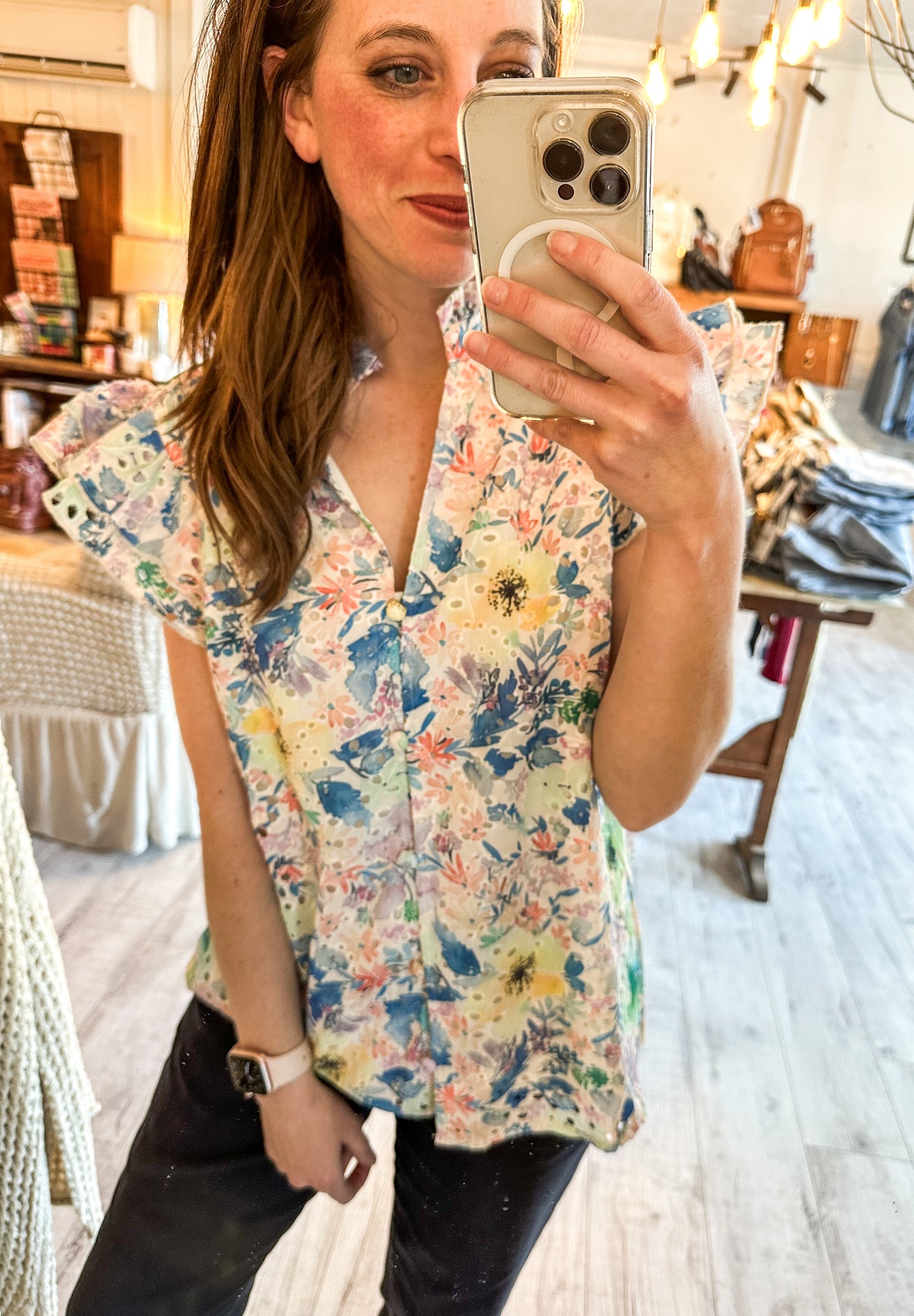 Cassidy Floral Watercolor Blouse