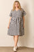 Gingham Button Up Midi Dress in Black and Cream