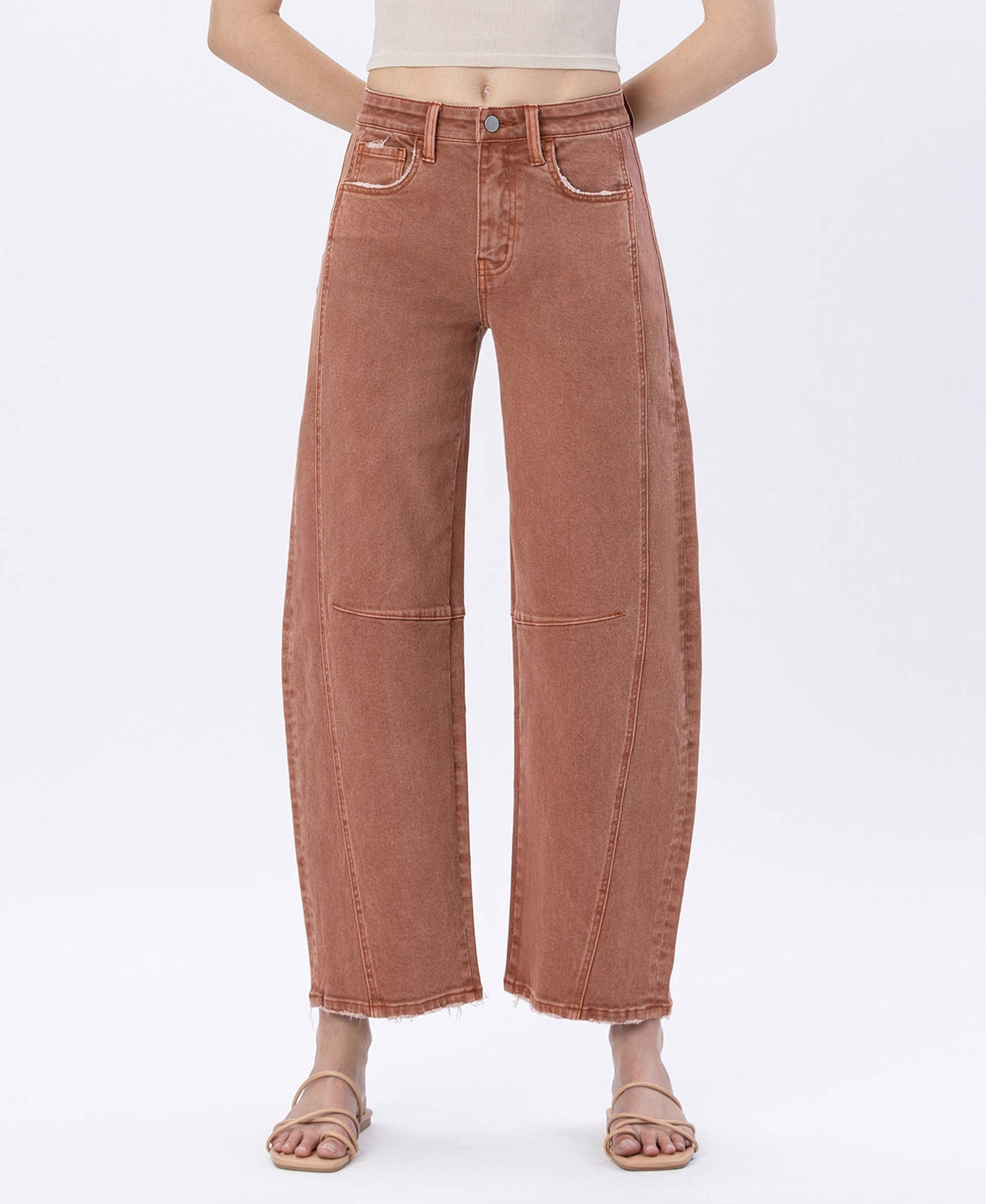 High Rise Twist Barrel Denim in Copper by Flying Monkey
