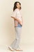Patchwork Knit Pullover in Dusty Pink, Cream and Lace