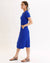 Say Oui! Royal Blue Short Sleeve Ribbed Knit Midi Dress