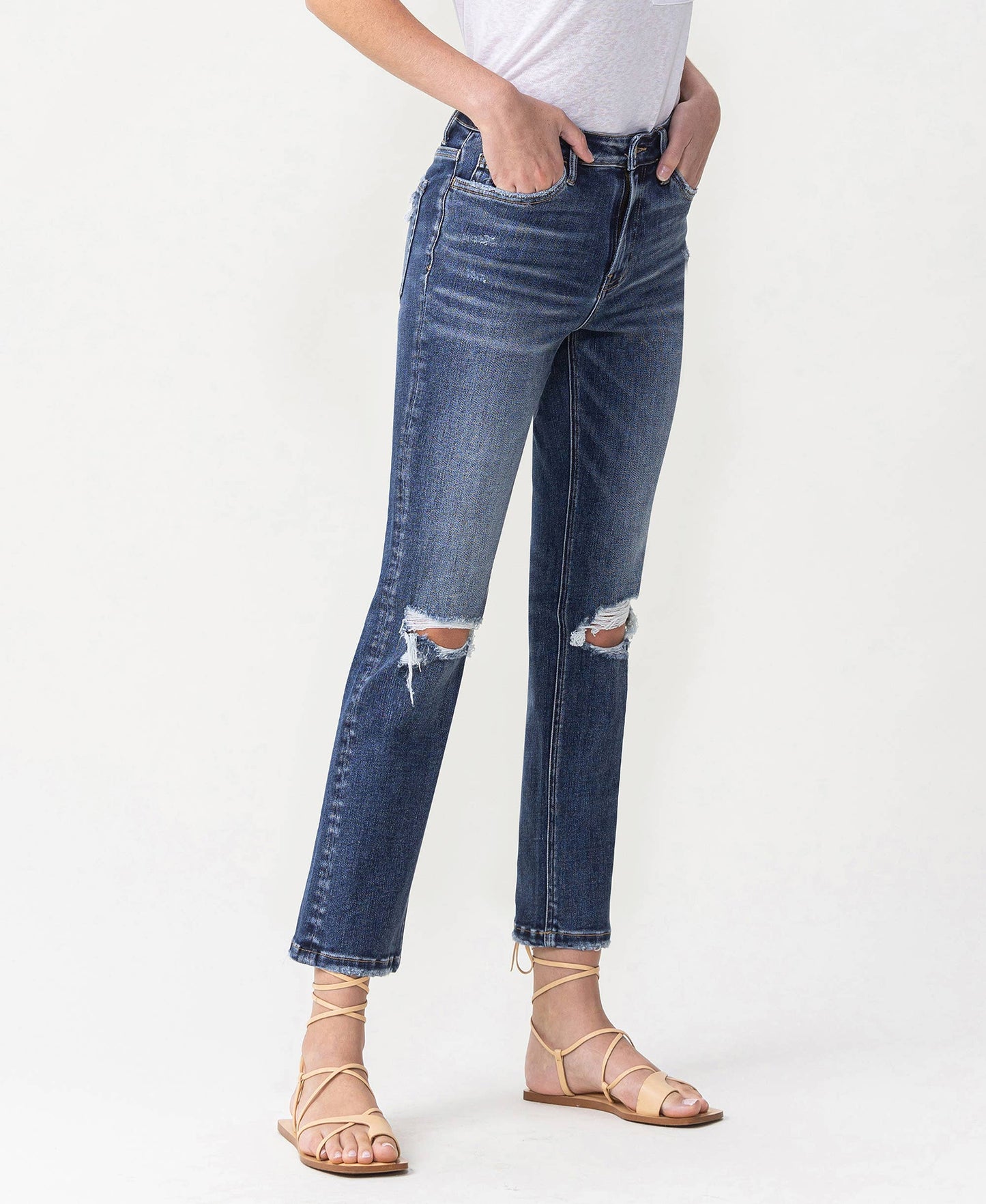 Vintage High Rise Stretch Crop Straight Denim by Lovervet