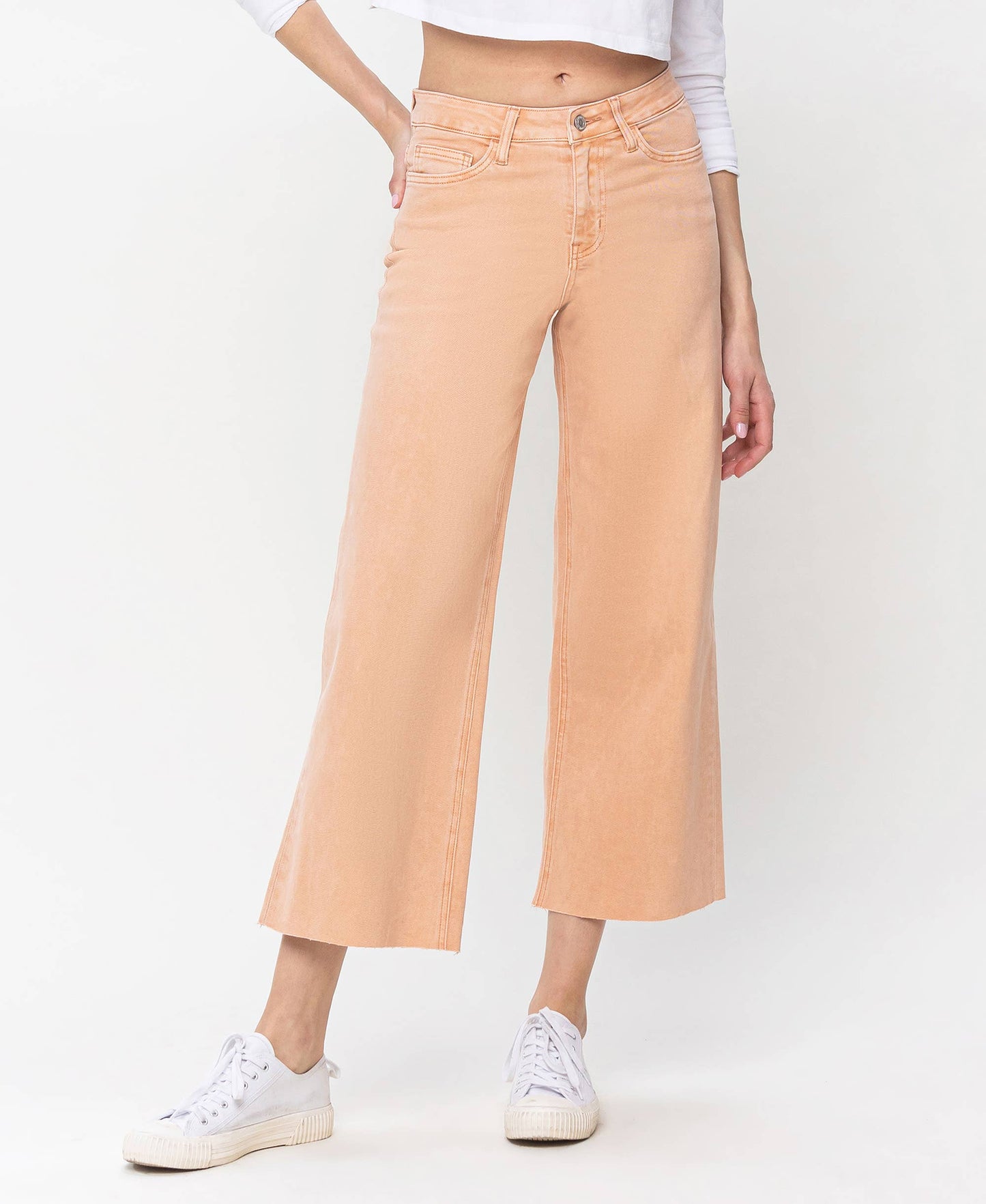 High Rise Wide Leg Denim in Soft Sand by Vervet