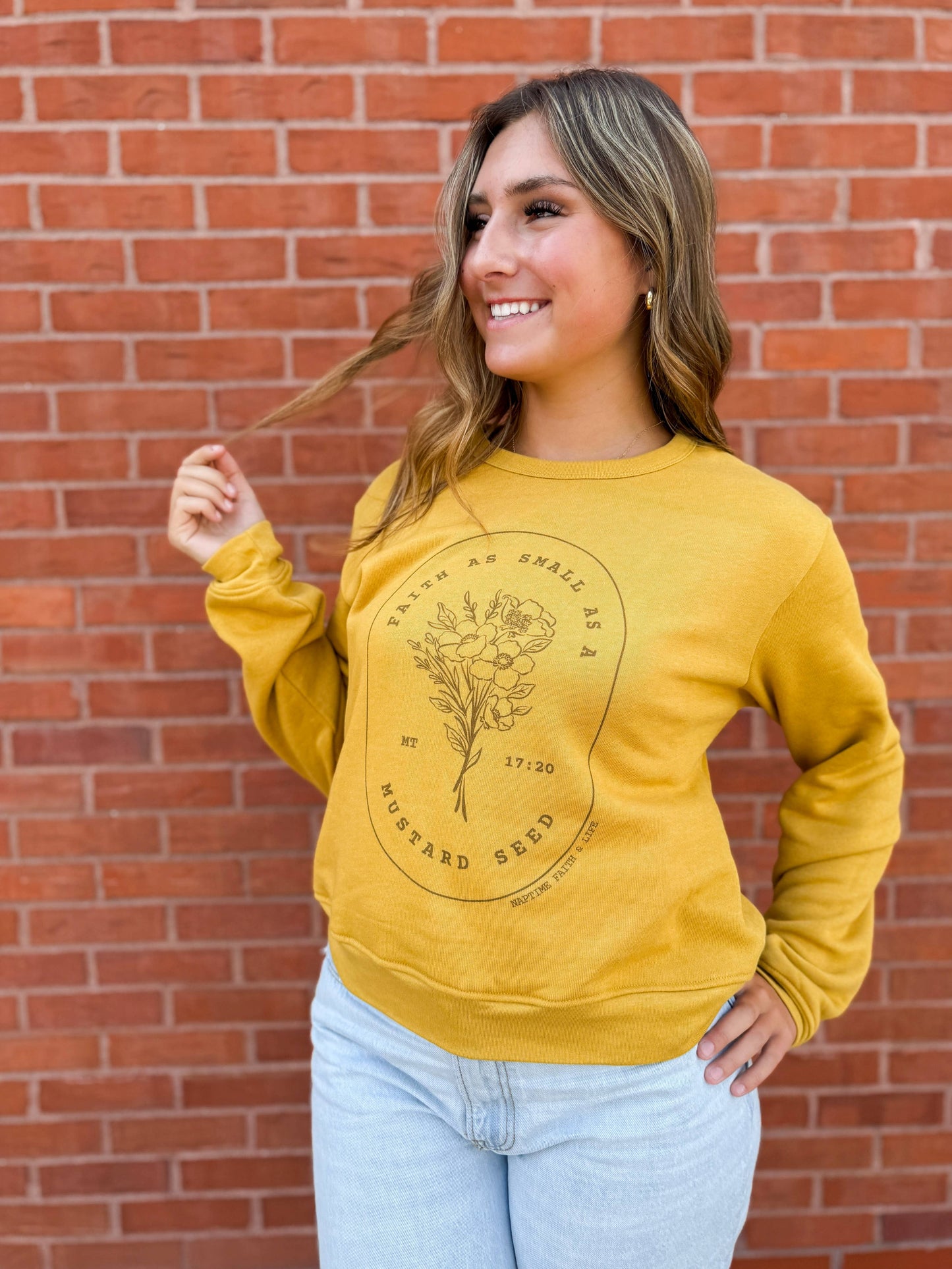 Mustard Seed Faith Women's Christian Graphic Sweatshirt