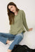 Waffle Knit Henley in Light Olive