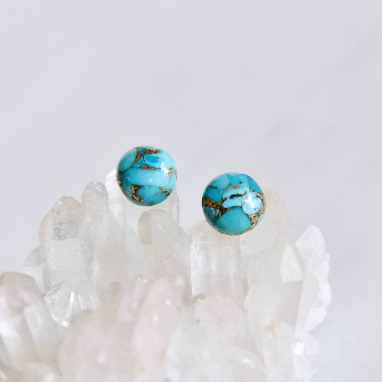Copper Turquoise Stud Earrings