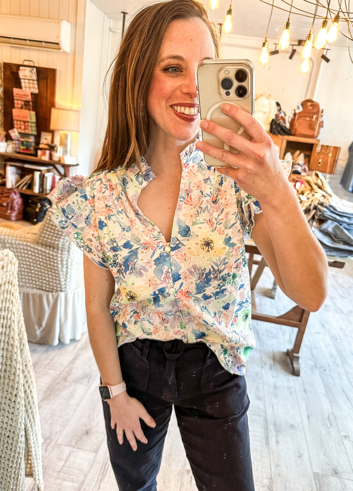 Cassidy Floral Watercolor Blouse