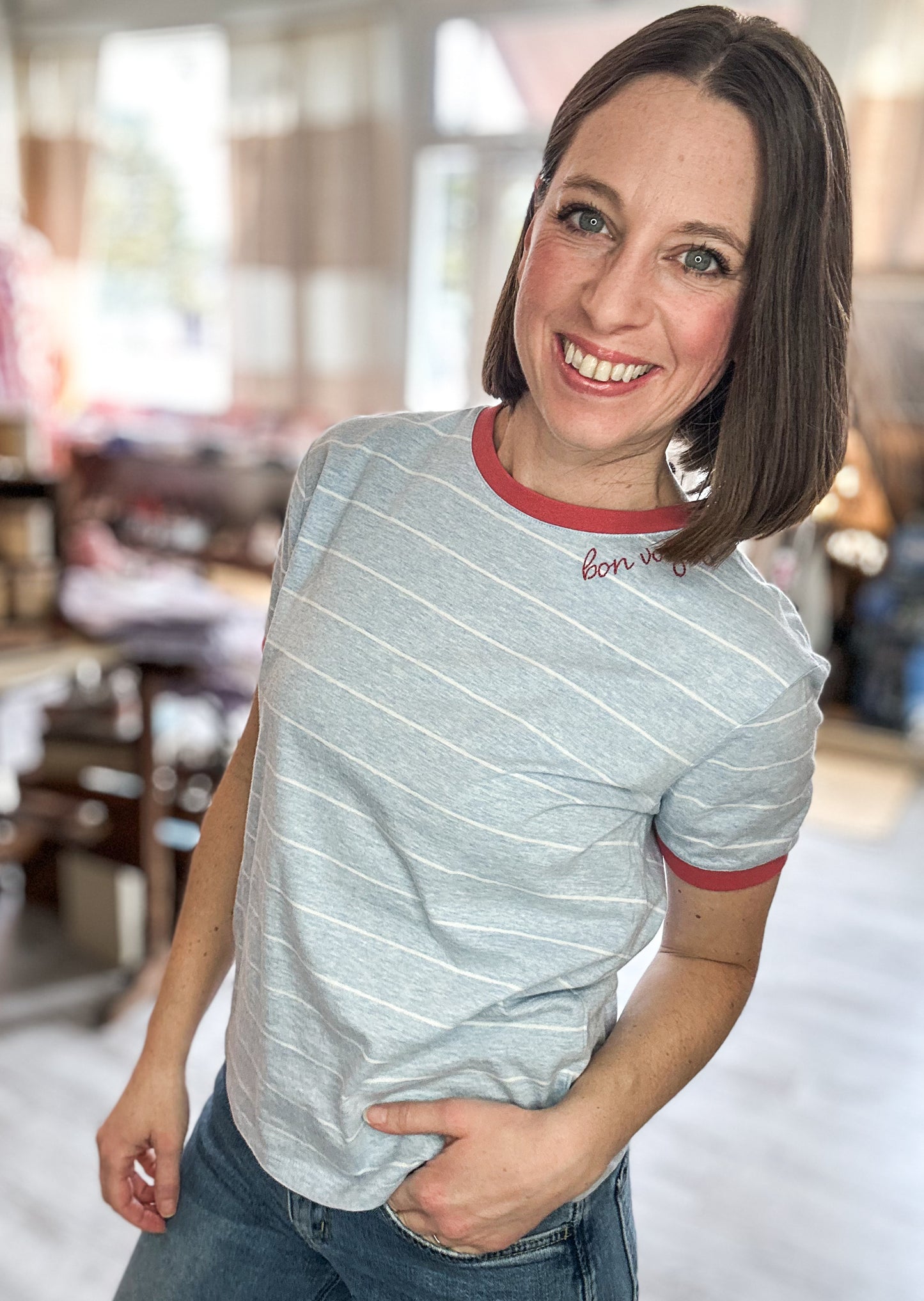 Bon Voyage Embroidered Short Sleeve Tee