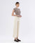 High Rise Raw Hem Ankle Wide Leg Denim in Off White by Lovervet