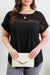 Back Button Lace Trim Blouse in Black