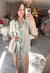 Printed Button Down Resort Romper in Sage