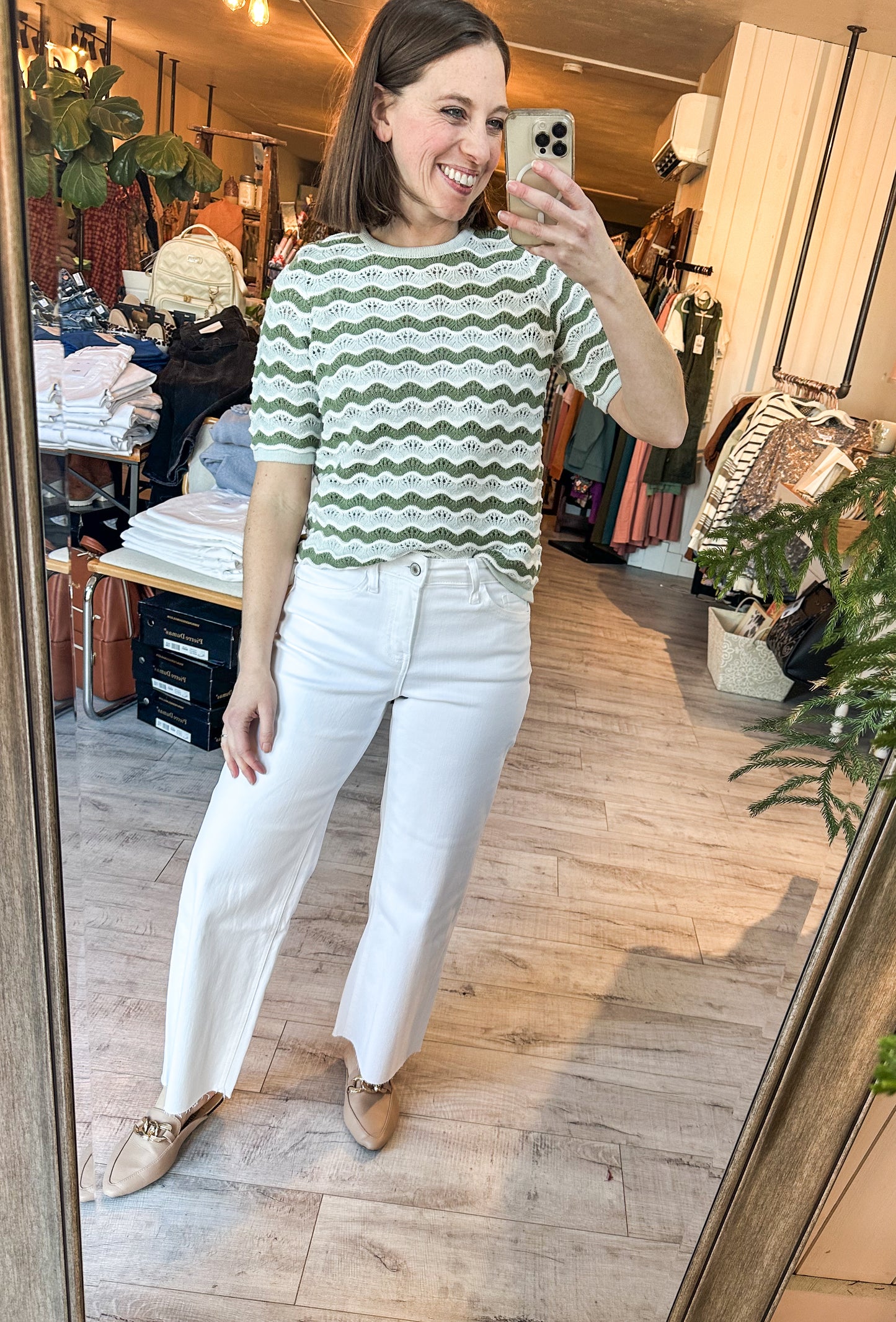 High Rise Wide Leg Denim in Optic White by Vervet