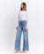 High Rise Elastic Tie Waistband Wide Denim by Flying Monkey