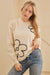 Flower Stitched Loose Fit Sweater in Ivory and Black