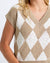 Vermont Beige and White Diamond Printed Sweater Vest
