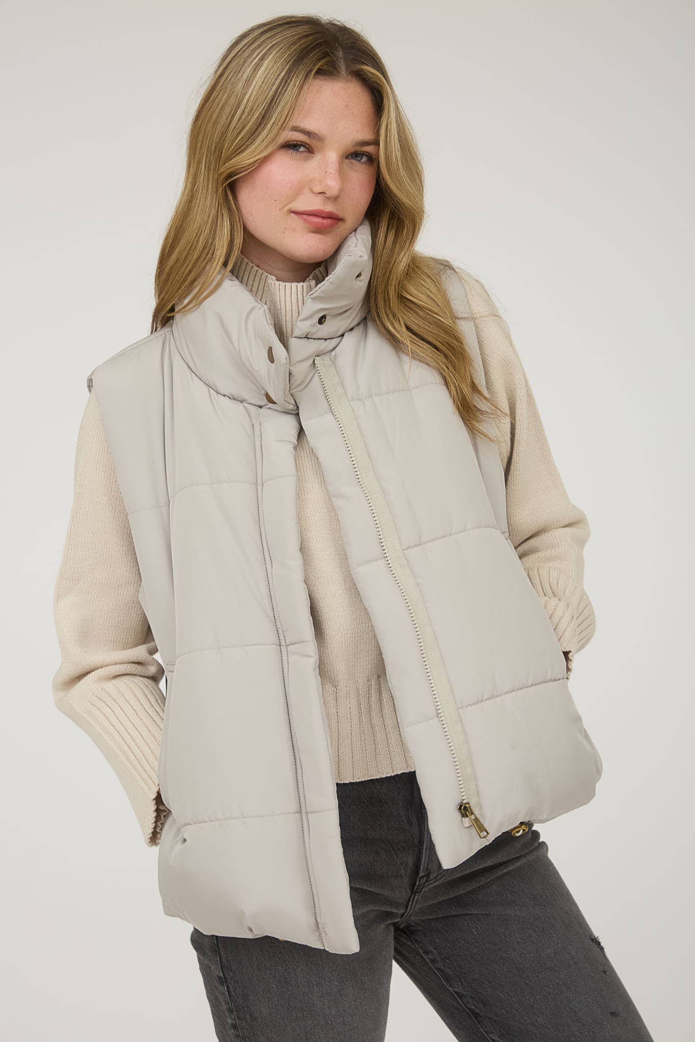 Solid Zip Up Puffer Vest in Multiple Colors