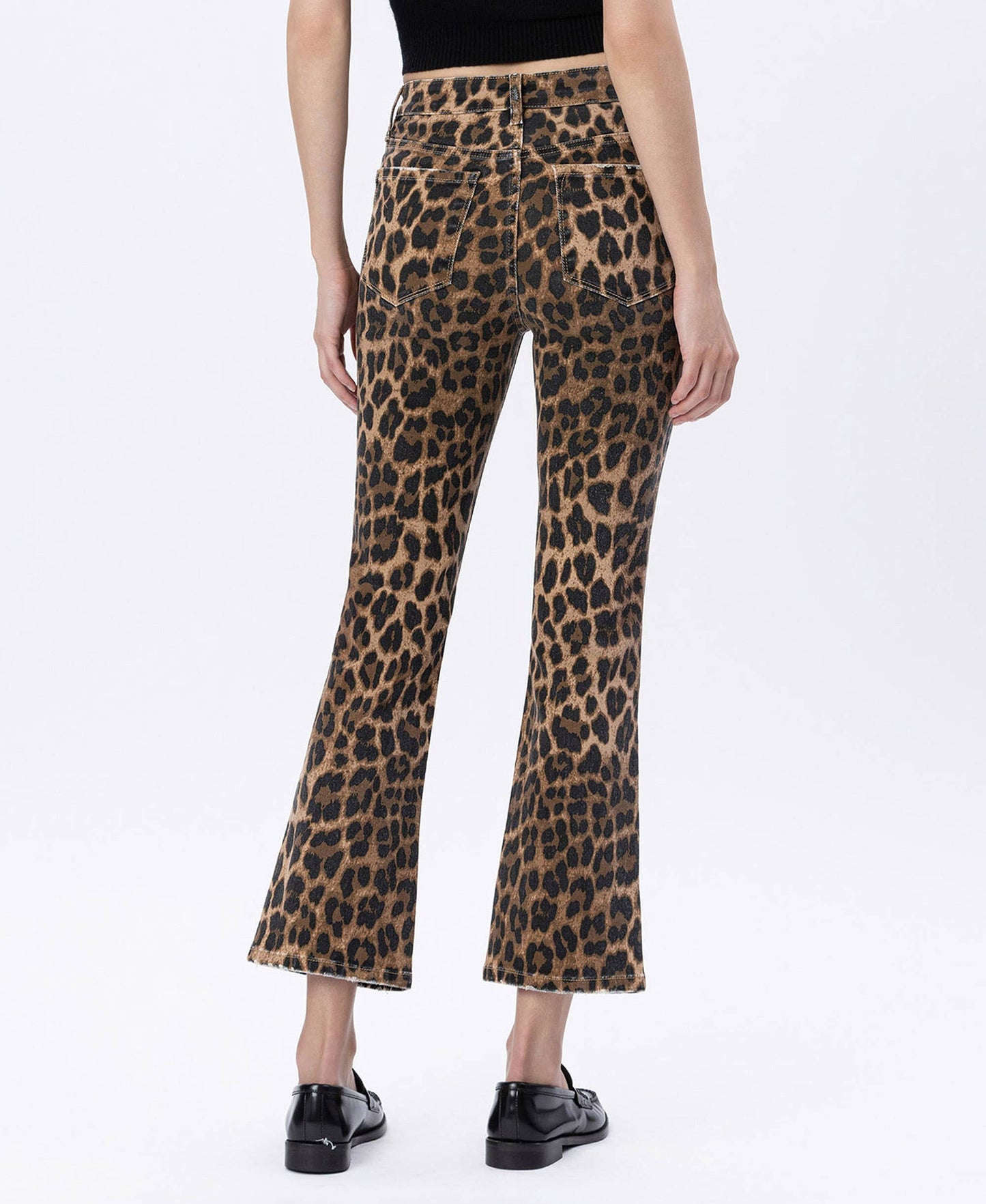 High Rise Leopard Kick Flare Jeans by Lovervet