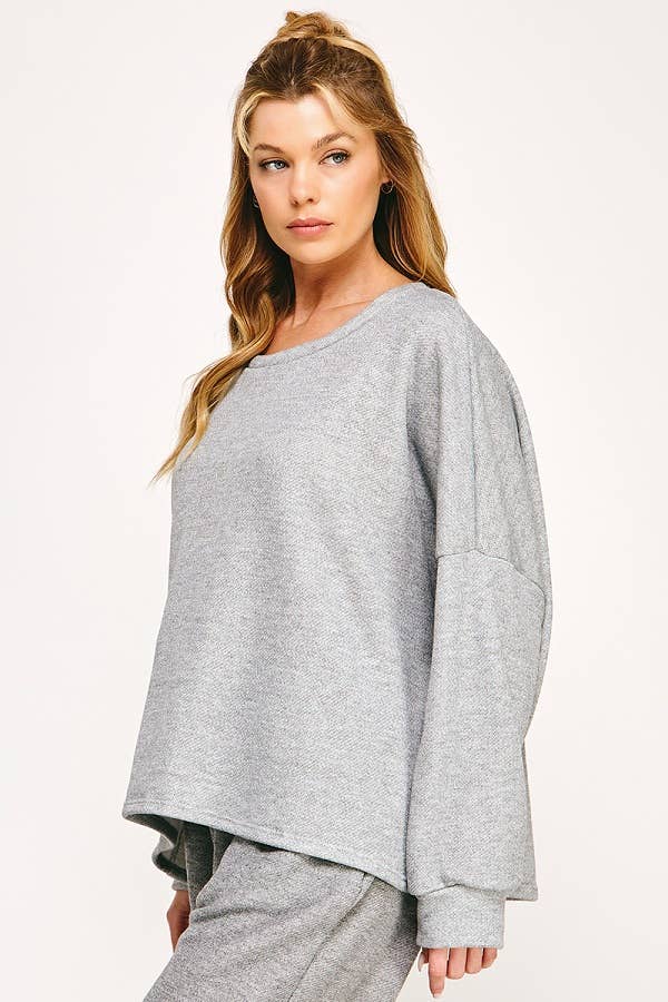 French Terry Top in Heather Grey