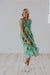 Floral Patchwork Cap Sleeve Dress in Green
