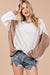 Contrast Textured Knit Sweatshirt in Cream