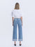 High Rise Medium Light Wash Cuffed Slim Wide Leg by Flying Monkey