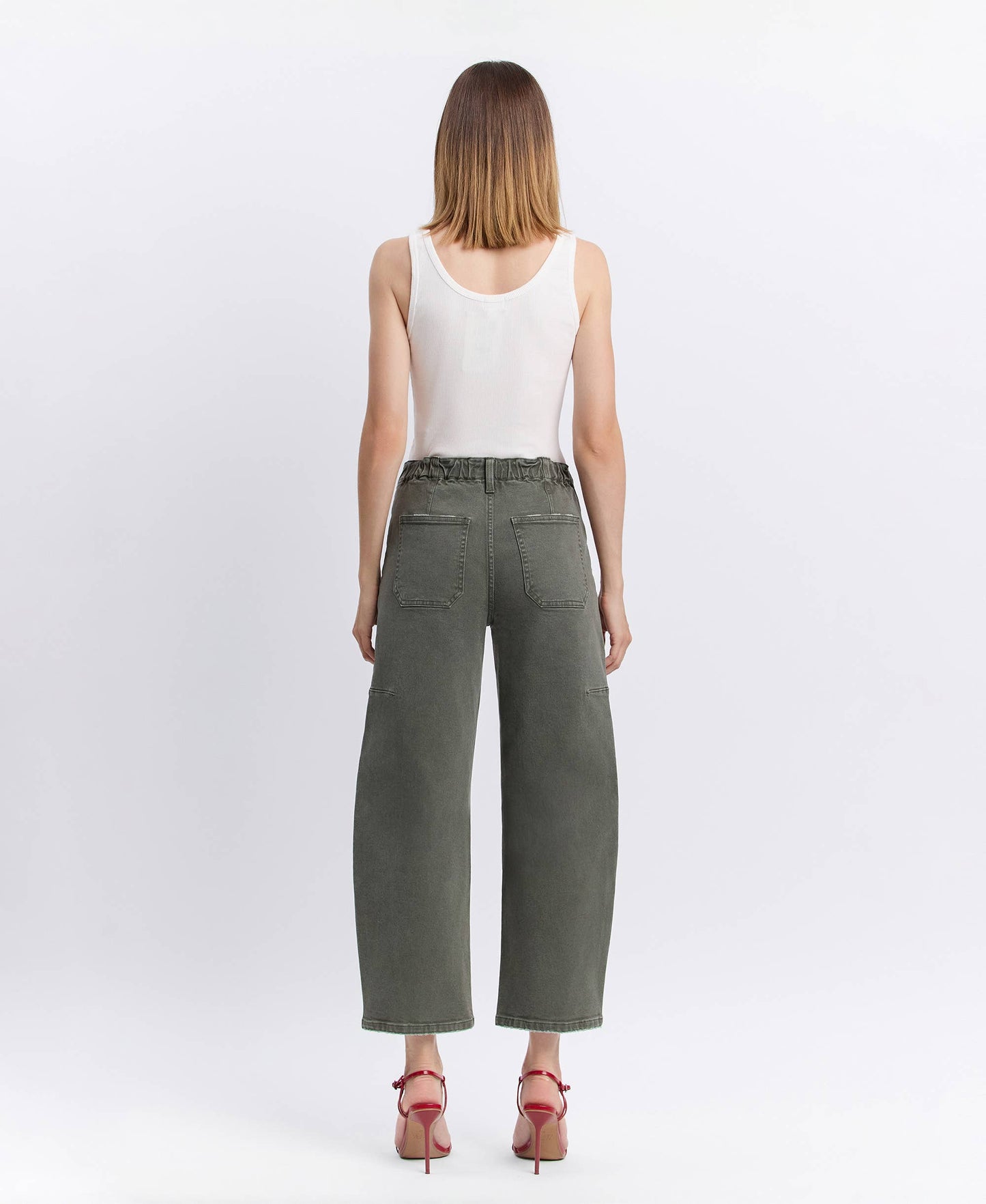 Super High Rise Elastic Waistband Barrel Jeans by Flying Monkey