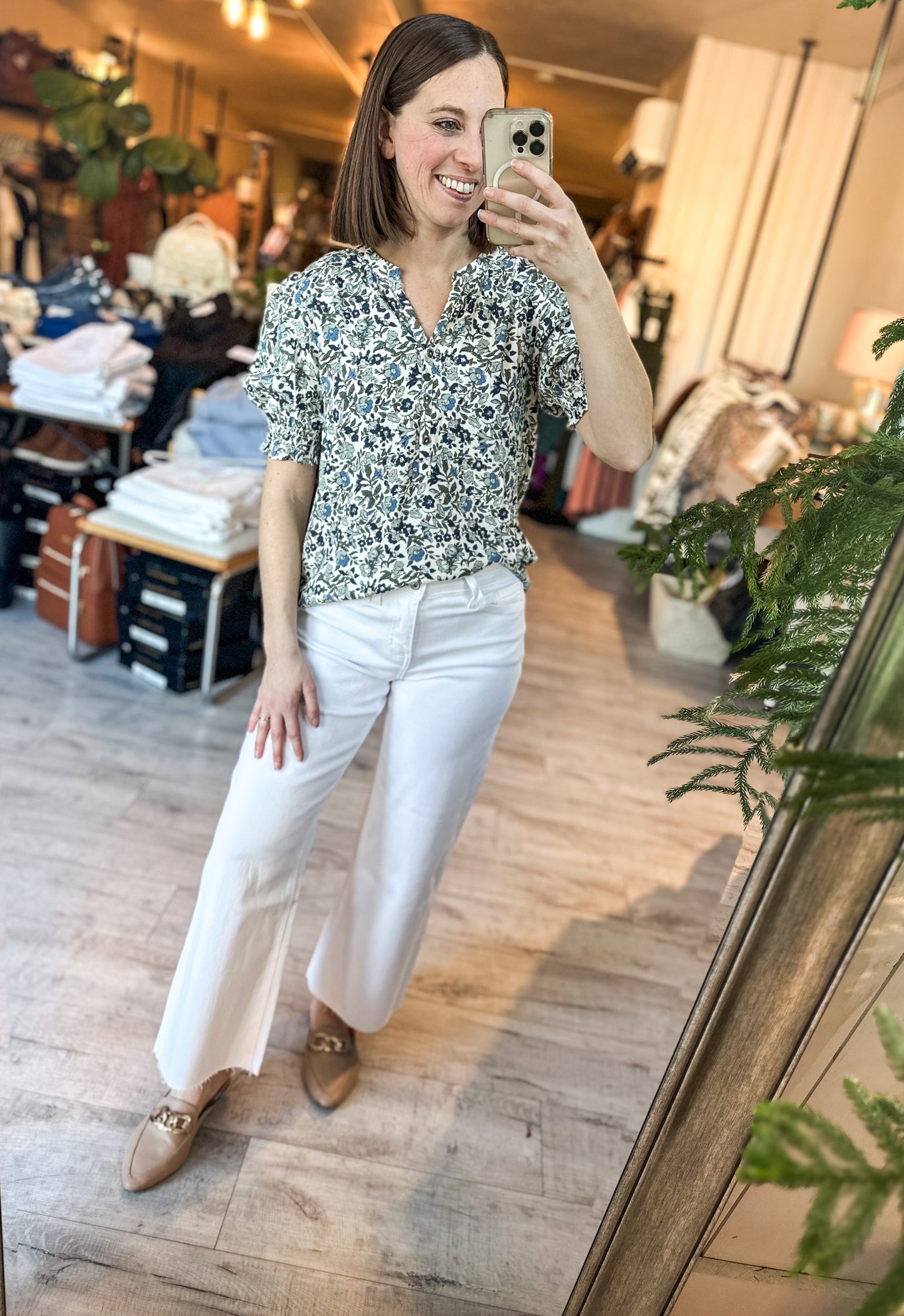 High Rise Wide Leg Denim in Optic White by Vervet