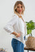 Beverly Hills 3/4 Rouched Sleeve Blazer in Vinbrant White