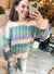 Multi Color Stripe Oversized Sweater Top