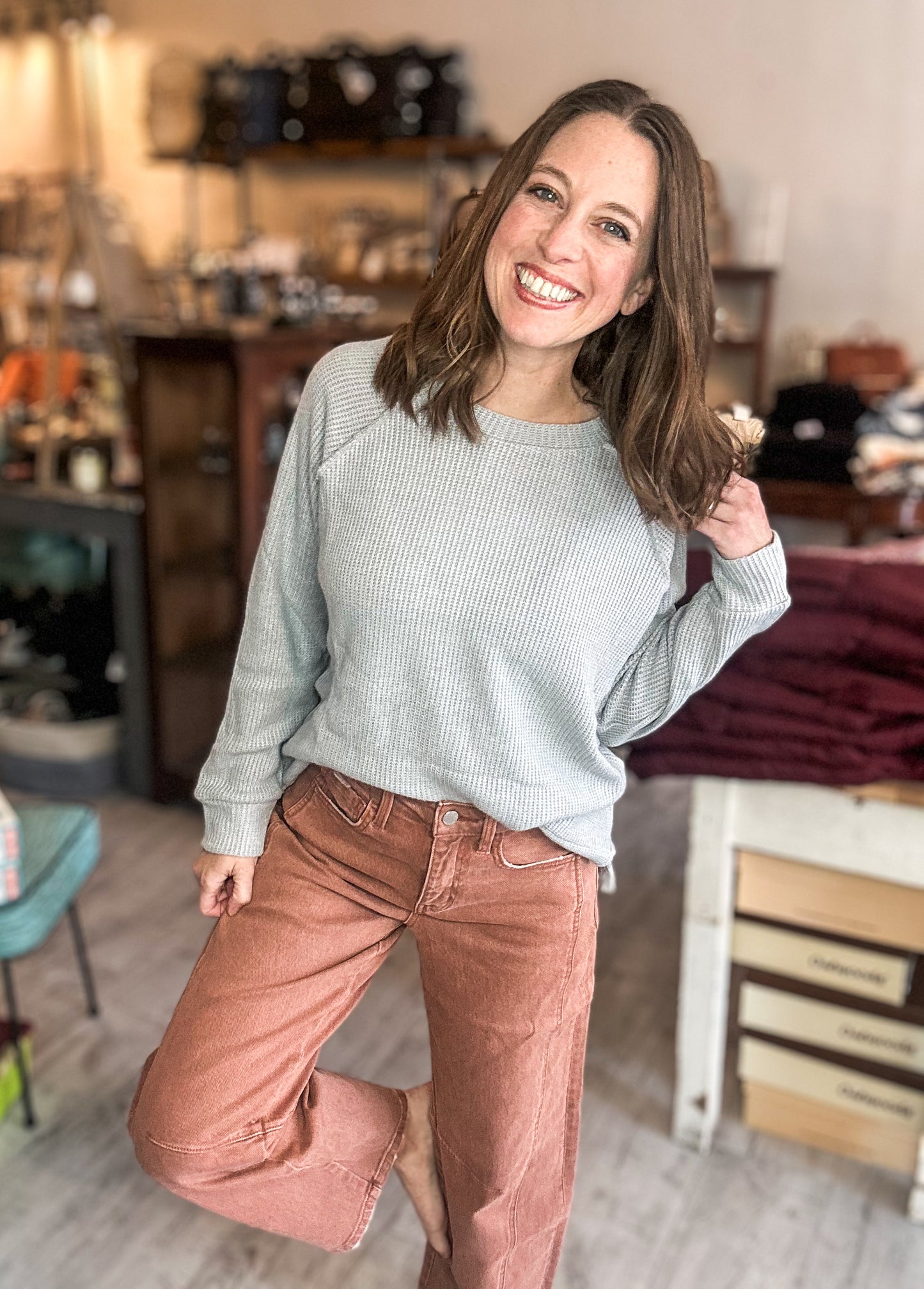 High Rise Twist Barrel Denim in Copper by Flying Monkey